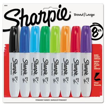 Sharpie® Chisel Tip Permanent Marker, Medium Chisel Tip, Assorted Fashion Colors, 8-pack freeshipping - TVN Wholesale